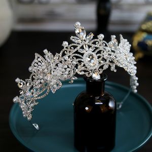 Cristais Biçando a cabeça de panela de noiva Crown Tiara Hair Acessórios Mulheres Madeiradas ornamentos de bandeira feita feminino Promojeira de banda de cabelo ZJ08