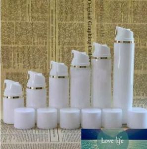 10 teile/los Verpackung Flaschen Weiß Airless Pumpflaschen Golden Line Kunststoff Flasche Vakuum Lotion Flaschen Großhandel