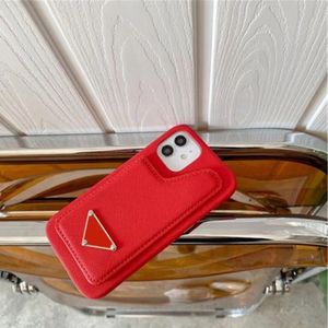 Funda para iPhone 8 7 SE2 Fundas para teléfonos de diseño para Apple 14 Plus 13 12 11 Pro Max XS XR Fundas traseras móviles de cuero de PU de lujo Titulares de tarjetas Bolsillos Soporte Marco de fotos Fundas Rojo