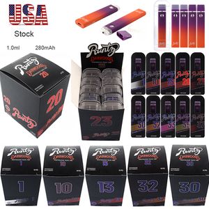 USA Stock 1ml Dabwoods Runty Disposable Vape Pens Empty 1.0ml Dab Pens 280mAh Battery Micro USB Rechargeable Starter Kits With the Plastic Box Dab Pen Device Pods E Cigs