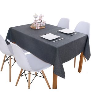 Bordduk linnetyg kök bord multi färg solid dekorativ vattentät oljeproof tjock rektangulär täcke te 230510