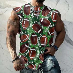 Rukas ärmlös t-shirt ärmlös mäns grafisk sfärisk halsringning 3D-tryck rugby casual sport ärmlös tryckning mode original muskelmönster
