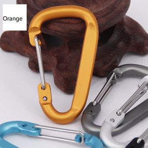 Clipes coloridos de carabiner com anéis -chave alumínio D Formulário de bloqueio de carabina Chaves para camping viajando chaveiros de chaveiro ao ar livre