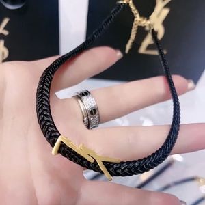 18K Gilded Letter Necklace Brand Designer Choker Luxury Couple Gift Love Necklace 2023 New High Quality Jewelry Wedding Party Jewelry leather Necklace Wholesale
