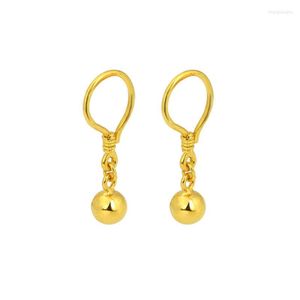 Dangle Earrings 999 24K Yellow Gold Hook For Women 5mmW Polish Ball Small Earring Dangle/2.12g Jewelry
