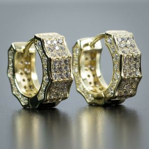 Orecchini a cerchio maschili alla moda Micro pavé di zirconi Orecchini da sposa in argento sterling 925 per uomo Donna Gioielli Hiphop punk