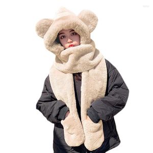 Basker hatt handskar halsduk tredelar set björnören höst och vinter utomhus förtjockning kvinnligt förälder-barn