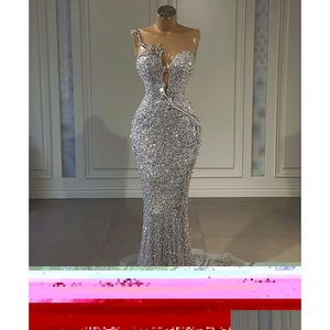 Prom -klänningar Sparkly 2021 Sequined Sier Seried