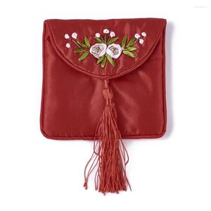 Jewelry Pouches 10pcs Embroidery Cloth Snap Button Gift Bags Chinese Silk Style Brocade Purse For Presents Packaging 10.5x10cm