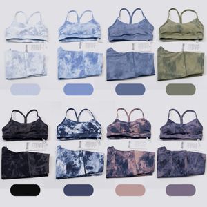 Yoga LL-008 Collant sportivo da donna Reggiseno da donna Tie Dye Set Hip Lift Vita alta Pantaloni fitness nudi Bella schiena Reggiseno antiurto Abbinamento perfetto