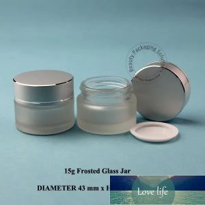 15g High-end Frosted Glass Cream Jar 1/2OZ Cosmetic Small Refillable Bottle 15ml Vial Facial Mask Container Packaging 5pcs/Lot