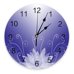 Wanduhren Lotus Lila Farbverlauf Blume PVC Digitaluhr Modernes Design Wohnzimmer Dekor Große Uhr Stumm Aufhängen