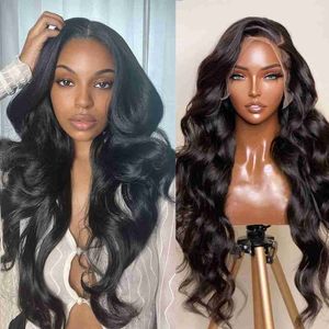 Hair Wigs Lace Front Human 13x4 Frontal Brasileiro HD para Mulheres Negras Onda 230510