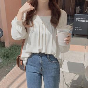 Women's Blouses & Shirts Women French Style Tender Classy Minimalist Square Collar Basic Autumn Arrival All-match Vintage Casual TopWomen's