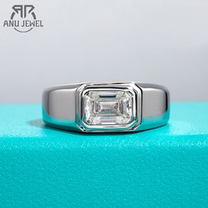 ソリティアリングanujewel 2ct d warna zamrud cincin pria 925 perak murni 18k emas disepuh pertunangan untuk perhiasan grosir 230510