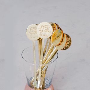 Decorazione per feste 50 pezzi Agitatori per bevande rotondi personalizzati Decorazioni per matrimoni Addio al nubilato Agitatore per cocktail Baby Shower Swizzle 230510