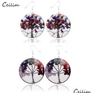 Charm Fashion Tree Of Life Printed Leather Earrings Ethnic Dangle Hanging Boho Pendant For Women Jewelry Drop Delivery Dhgarden Dhctp