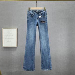 Damen Jeans Skinny Für Damen 2023 Frühling Herbst Baumwolle Elastische Jean Hohe Taille Schlank Diamond Denim Hose Mode Frau Blau