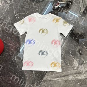 23SS Child Tshirt 흰색 짧은 소매 유아 티 키드 디자이너 티셔츠 소년 소녀 둥근 목 순수면 풀 컬러 전쟁 말 편지 로고 인쇄 티셔츠 아이의 옷 a1