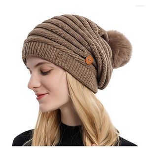 Beanies Beanie/Skull Caps Kvinnor stickade hattar kan hänga masker utomhus varm ull vinterhatt för kvinna avslappnade solida kvinnor närvarande 2023Beanie