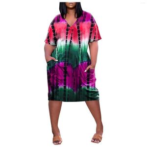 Casual Dresses Women's Fashion V-neck Short Sleeve T Shirts Dress Strap Open Back Sexy Forest Print Large Size