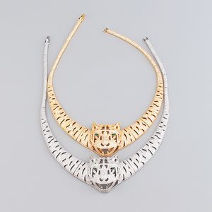 Gold breite Leoparden-Diamant-Choker-Halskette für Frauen, Damen, sexy, trendig, Silber, Luxus, Tennis, indischer Unisex-Schmuck, Designer-Frauen-Schmuck, Party-Geschenke, Hochzeit, Mädchen