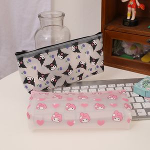 Kızlar Kawaii Clear Kuromi melodisi kalem çantası kız kuromi baskı aksesuarları çantalar büyük kapasite