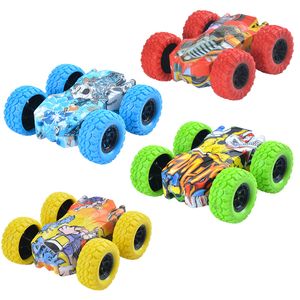 Nyhetsspel New Arrival 4WD terrängfordon Dubbelsidig Stunt Graffiti Bil Barnleksaker Tröghet Friktionsbilar Diecast modellbilar