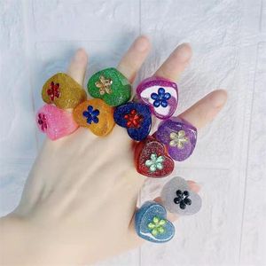 Cluster Ringe Coeur Anneaux Bunte Harz Blume Persönlichkeit Zeigefinger Schmuck Für Frauen Zubehör Korea Weibliche Acryl Ring Geschenke