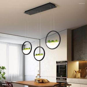 Lâmpadas pendentes Creative LED lustre para quarto de cama para jantar simulado plantas verdes modernas lâmpada de iluminação pendurada wf1029