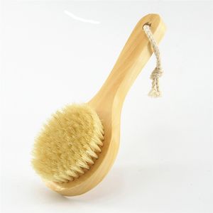 50pcs Dry Skin Body Brush with Short Wooden Handle Boar Bristles Shower Scrubber Exfoliating Massager Brushes