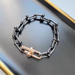 925 fibbia a ferro di cavallo Bracciale in oro nero galvanizzato a forma di U Gli uomini e le donne amano i regali di festa per gli amanti dei gioielli di moda