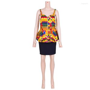 Ethnic Clothing IN STOCK Wholesale Women African Style Top For Party Bazin Riche Sleeveless Plus Size WY1312