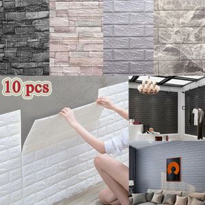 Party Decoration 10 Pcs Selfadhesive 3D Panels Wallpaper Waterproof Foam Wall Stickers Tile Brick Living Room TV Background Decals 3835cm 230510