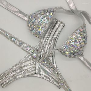 Damen Bademode 2023 Urlaub Neueste Kristall Bikini Set V Kragen Diamant Gute Qualität Bling Stones Badeanzug Badeanzug