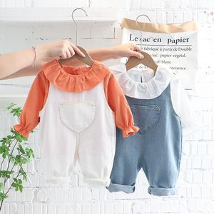 Clothing Sets 2Pcs Baby Girl Clothes Infant Outfit Ruffles Top Denim Jumpsuit Born Toddler