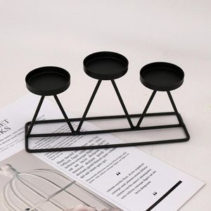 Candle Holders Nordic Creative Decoration Candlestick Three-head Stand Metal Craft Wedding Table Sample Room Decor