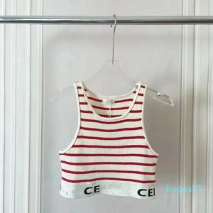 2023-Womens Crop Top Knits TEE Designer Tank Tops Designer Stripeds S WSPÓŁCZETKA Modna List Bez rękawów Kczyny Krzyny styl mody pulover