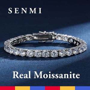 SEMNI Wholesale 5mm Moissanite Tennis Bracelet for Women Grils 925 Sterling Silver White Gold Bangle Wedding Sparkle Diamond GRA