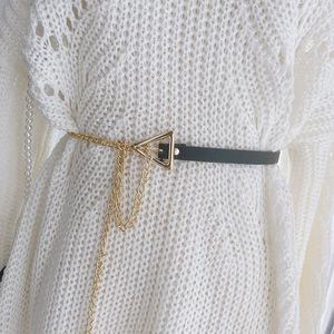 Cintos de mulher não-buraco cinto fino PU couro de fivela de fivela de metal para fêmea Decoração de camisa Decoração de moda de moda Caixa ajustável