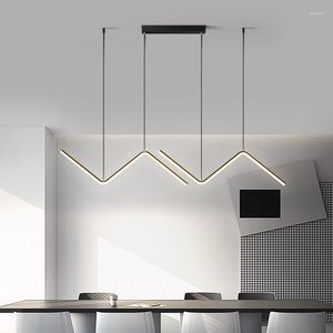 Pendant Lamps Nordic Minimalist Restaurant Chandelier Modern Strip Bedroom Dining Room Table Creative Office Tea Bar Lights
