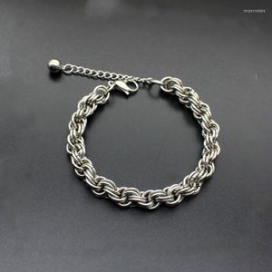 Link Bracelets 2023 Men's Bracelet & Bangle Stainless Steel Wheat Double Chain Jewelry Drop