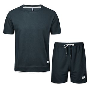 Męskie dresy męskie Mężczyznę Sweat Summer Marka Tshirt Shorts 2 sztuki Zestaw Męski Tracksuit Beach Casual Sportswear Suit Solid Short Sleeve 230511