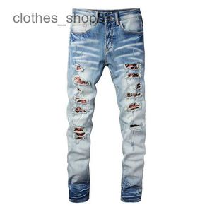 Designer Jeans Men's Jean Amirres Denim Mens Pants 834Fashion Street Personlighet Hole Patch Casual Cotton Youth Blue Tight Jeans i7BV