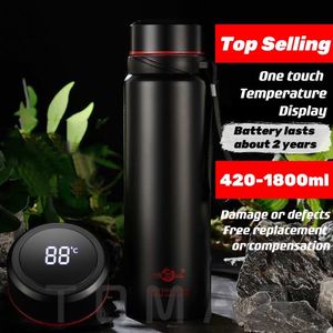 Water Bottles Large Capacity 304 Stainless Steel Vacuum Flask Thermal Bottle for Coffee With Optional LED Portable and Ideal Dropship 230510