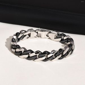 Link Bracelets Men's Classic Ceramics Cuban Stainless Steel Chain Miami Curb Links Wristband Rock Punk Heavy Charm Bracelet Jewelry