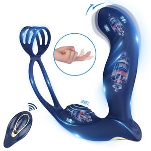 Anal Toys Male Prostate Massager Testikel Vibrator Anal Butt Plug Anus Stimulator Sökning Ejakulation Penis Cock Ring Fjärrkontroll Sexleksak för män 230511