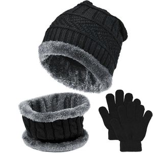 Beralar kış örme bere ve eşarp boyun eldivenleri kızlar için kalın yün astar kapağı kızlar sıcak tozluk siyah