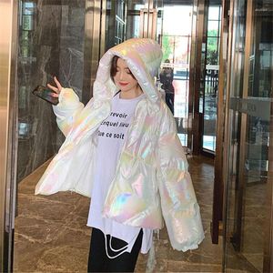 Женский вниз 2023 Winter Fashion Street Short Cooled Bubble Puffer Jacket Женский корейский стиль Kawaii Pink-Up Parka Ladies Lid