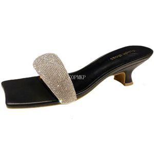 Sandals Slippers Women Clear Crystal High Heel Stilettos Sexy Pumps Summer Sandals Shoes Square Toe Ladies Shoes Women Sandals 230511